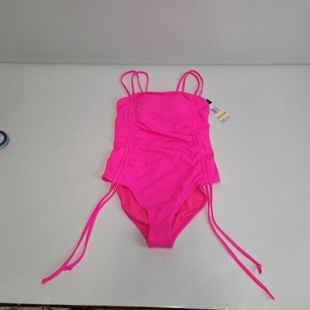 California Waves Swim Suit Juniors size Small Side Tie Bandeau OnePiece Pink NWT